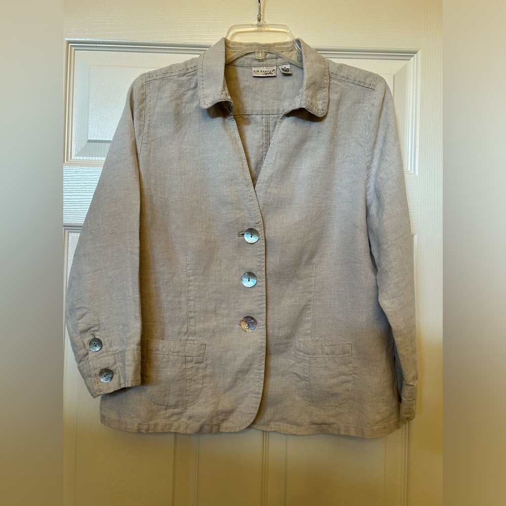 Kim Rogers 100 % linen blazer in light beige color size Women’s 16.